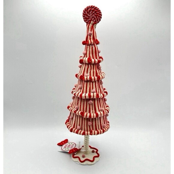 Peppermint Square PINK Red 16” Whimsical PEPPERMINT Candy Decorative TREE New - Picture 1 of 4